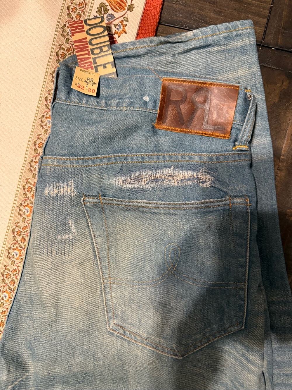 Ralph Lauren Double RL Men's Light Wash Distressed Jeans 32x30